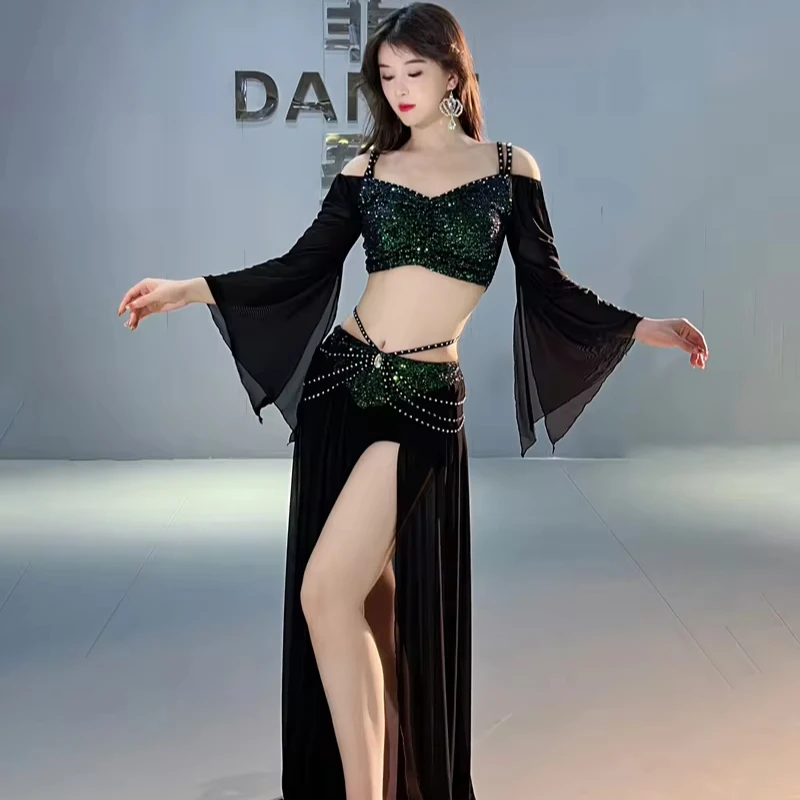 New style BellyQueen dancewear belly dance training costume  long skirt  more colors  M L XL