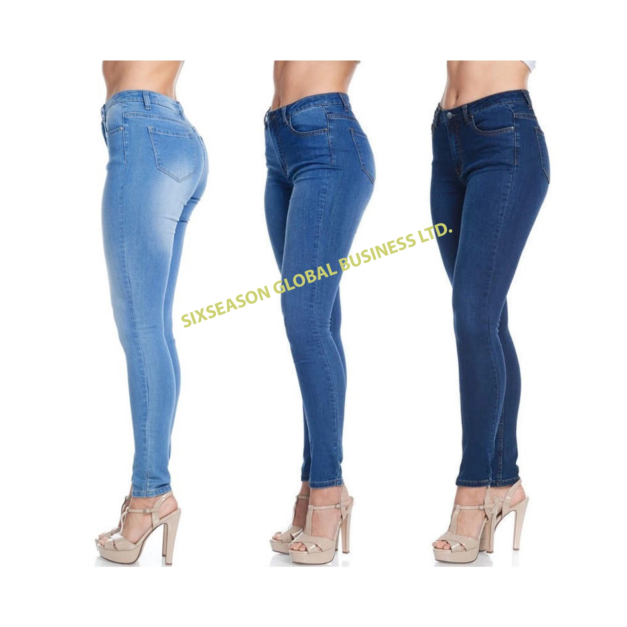 100% High Quality Super Skinny Spandex Destroy Ladies Denim Pants Export Oriented New Style Custom Casual Straight Bangladesh