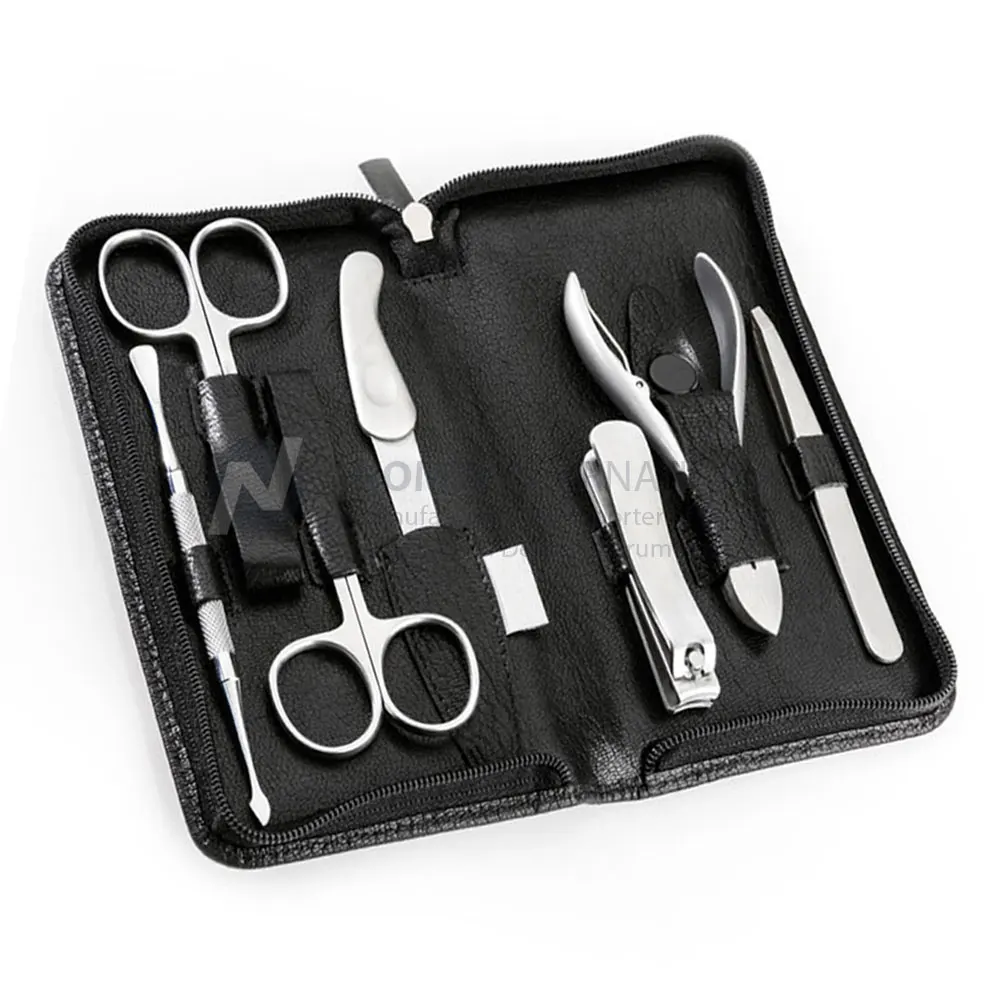 Wholesale Professional High Quality Stainless Steel 8 Pcs Pedicure Set Personal Care Travel Kit Manicure Set with Leather Case