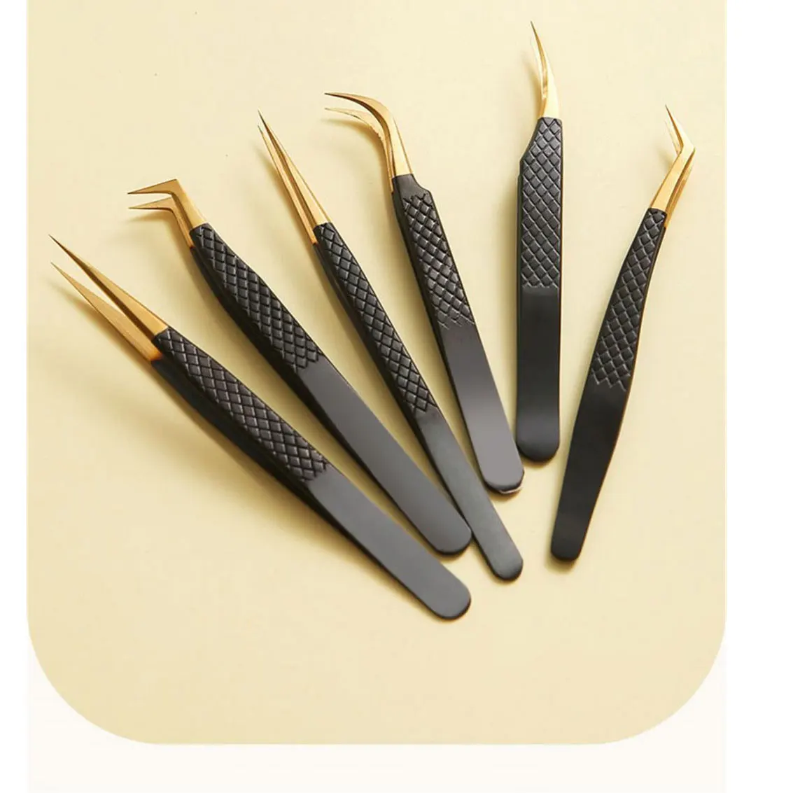 Print Logo Fiber Tip Eyelash Tweezers 45 75 90 Degree Nano Grip Tweezers Custom Private Label Lash Extension Tweezers