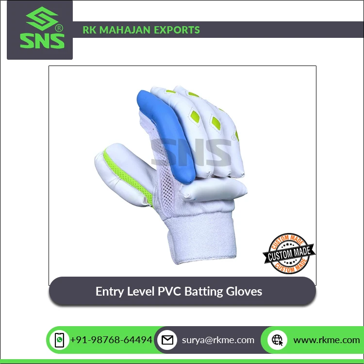 Leading Exporter of High Quality Fabric Palm and Padded with Cotton Cricket Entry Level PVC Batting Gloves for Bulk Buyers