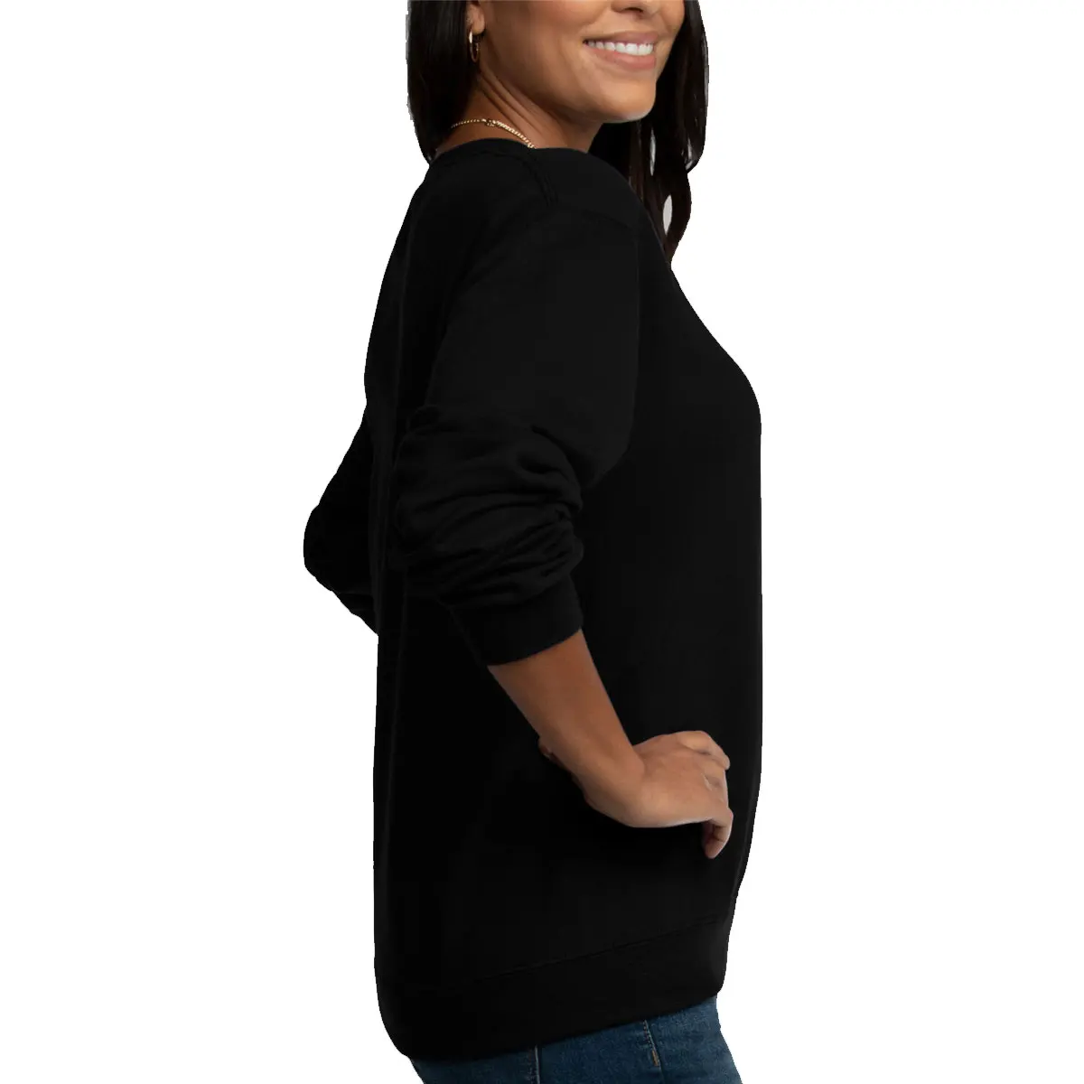 Round Neck Mens Sweatshirt Thermal Jet Black Soft Cotton Pullover Unisex Crewneck Sweatshirt Unisex Plain Sweatshirt