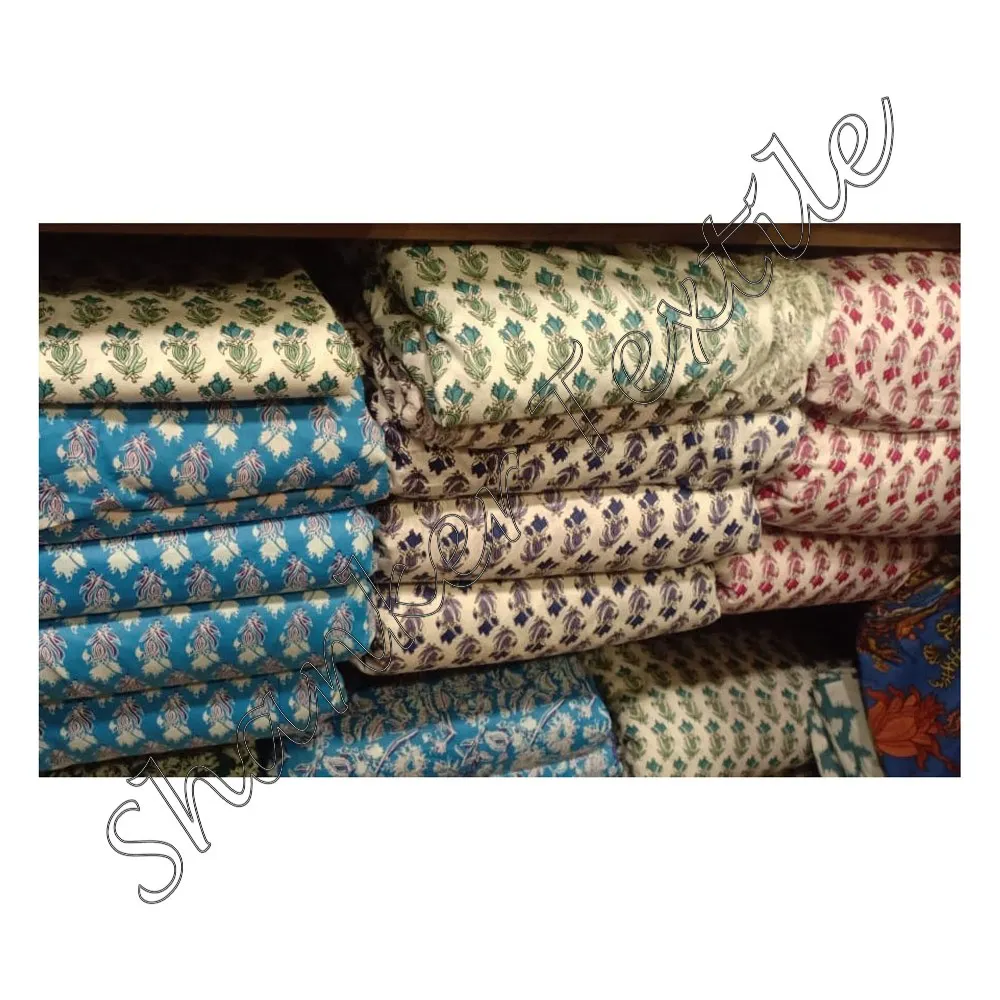 Cotton Voile Running Craft Dress Making Floral Clothing Wholesale Indian Hand Block Printed Fabric For Night Suit Kaftan Kimono