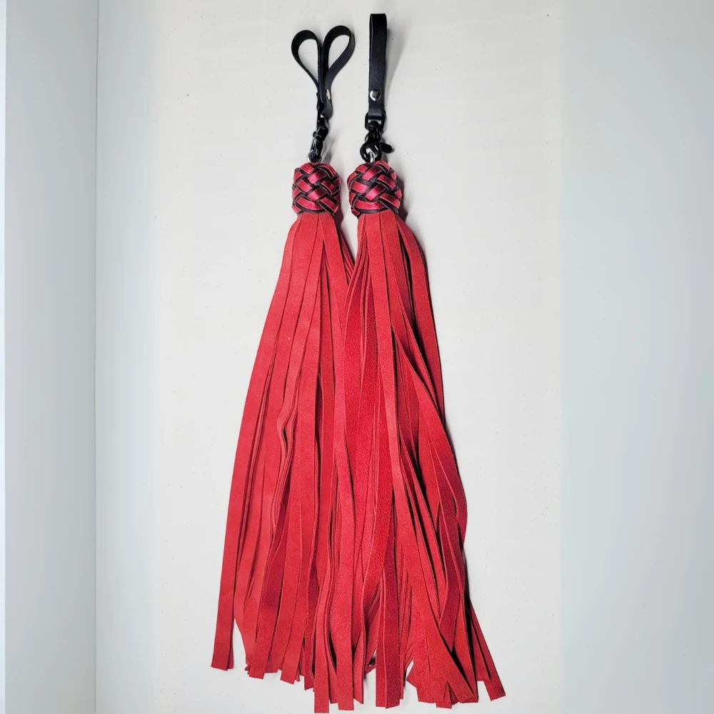 Red and Black 2 Pcs Flogger Set Newest Product Hand Made Top Selling Whip Leather Flogger BY Industries