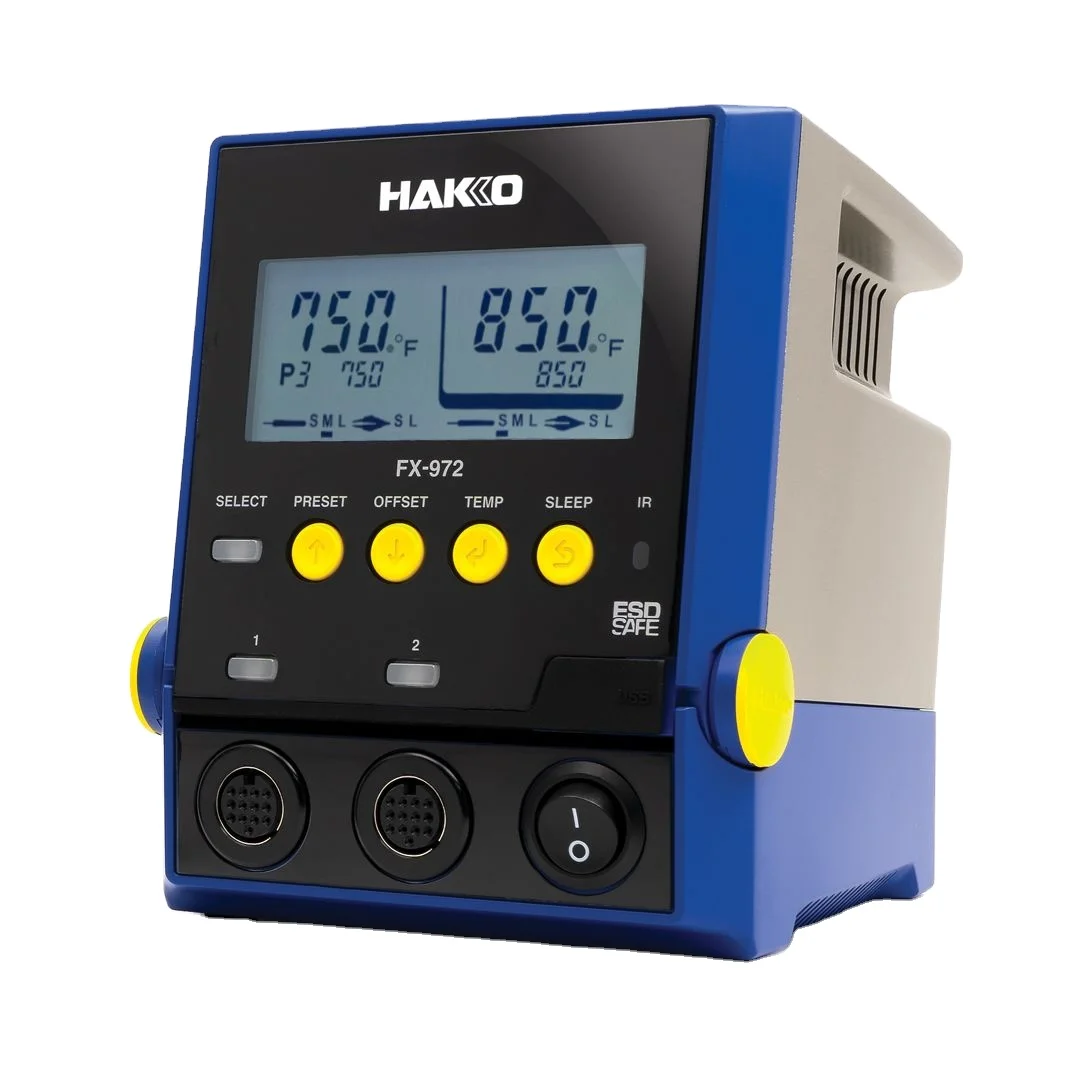 Hakko Digital 200W Dual Port Soldering Station FX972 ORIGINAL FX-972 Heavy Duty Solder Station Lead Free ESD Safe T39 Tip
