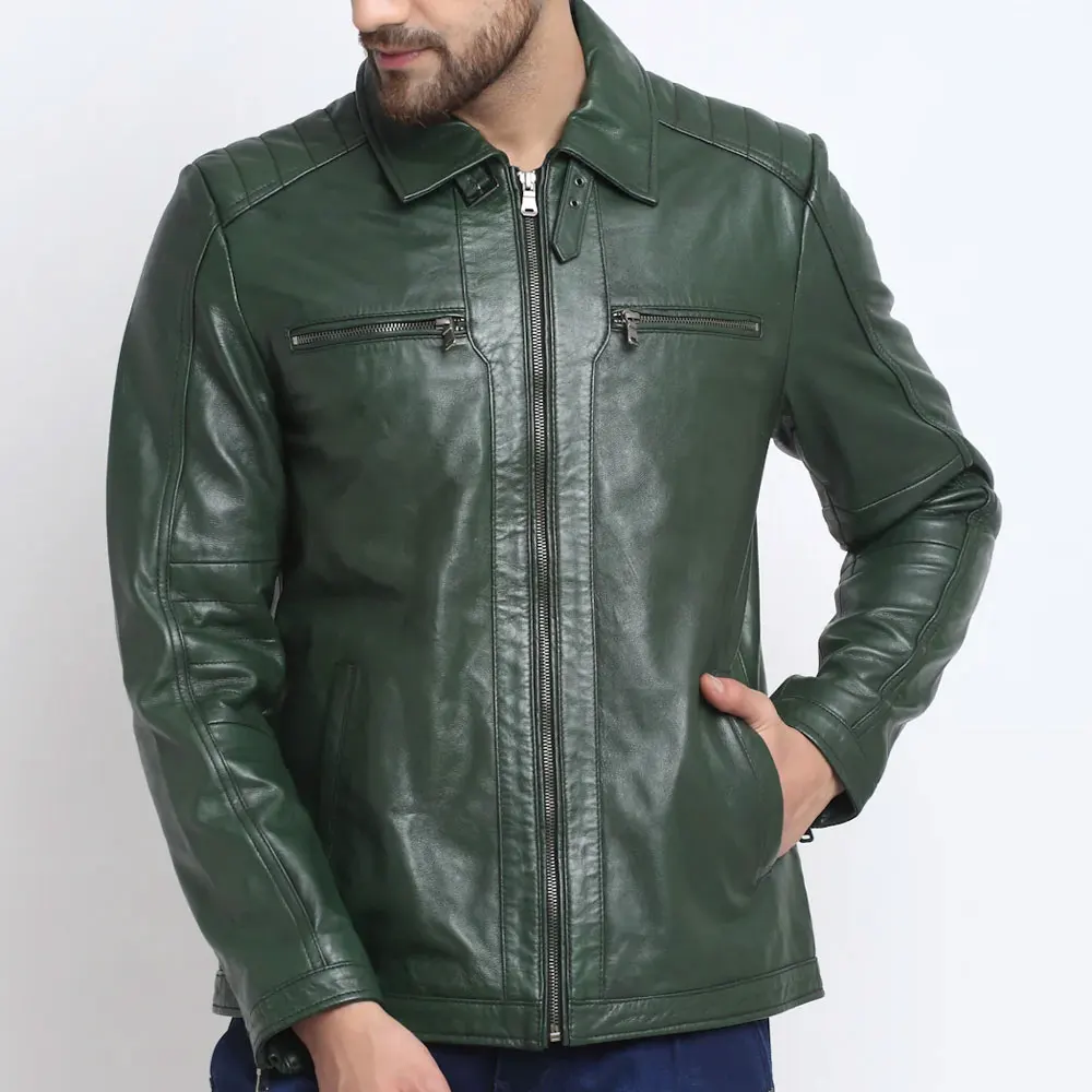 Hot Sale Customized Size & Color Men Leather Jacket High Quality Online Market Supply Men Leather Jacket