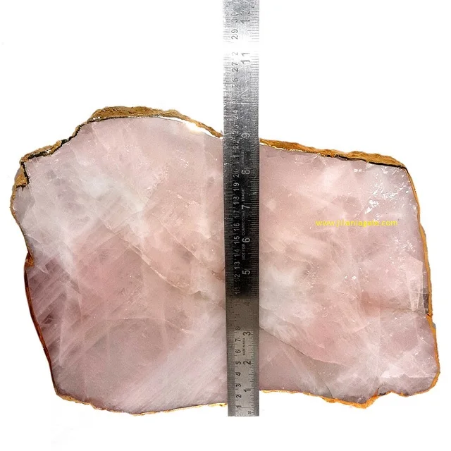 Rose Quartz Platter With Gold Trim Wholesale Pink Rose Quartz Tray Natural Rose Quartz Platter Cheese Platter  Buy Jilaniagate