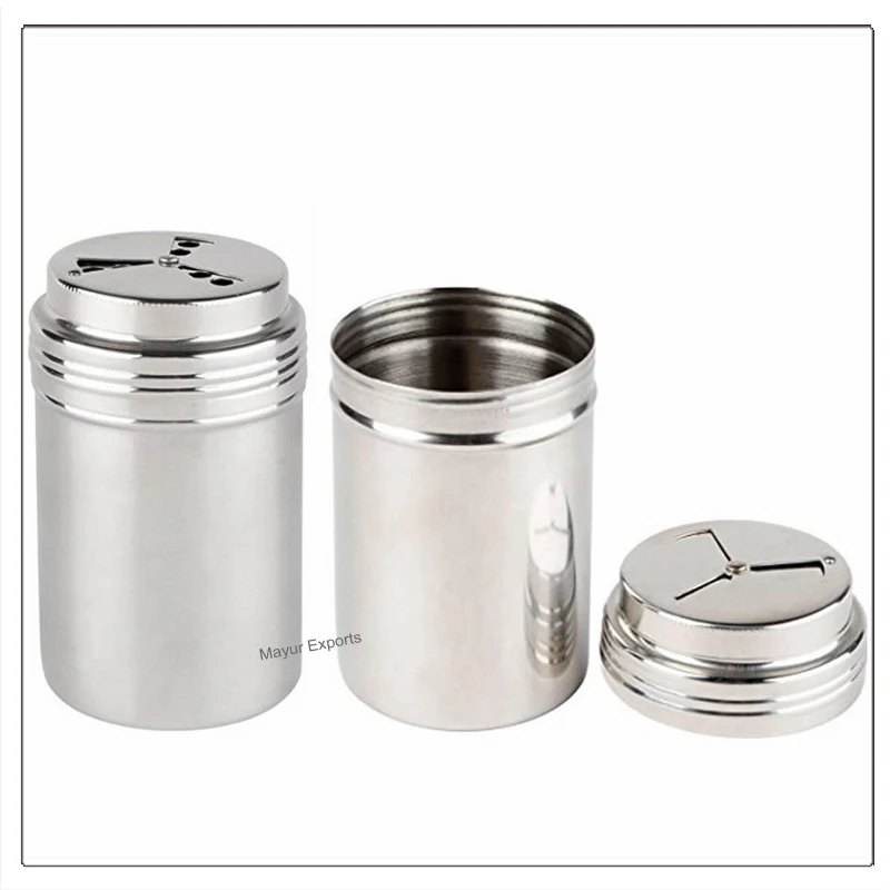 Stainless Steel Salt Pepper Sugar Powder Shaker Multi Herb Spice Shaker with adjustable holes