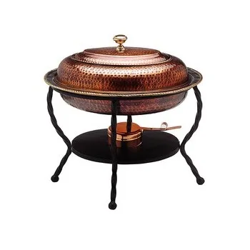 Hotel Catering Service Hammered Luxury Chafing Dish Pure Copper Metal Design Wedding Party Food Warmer Dish