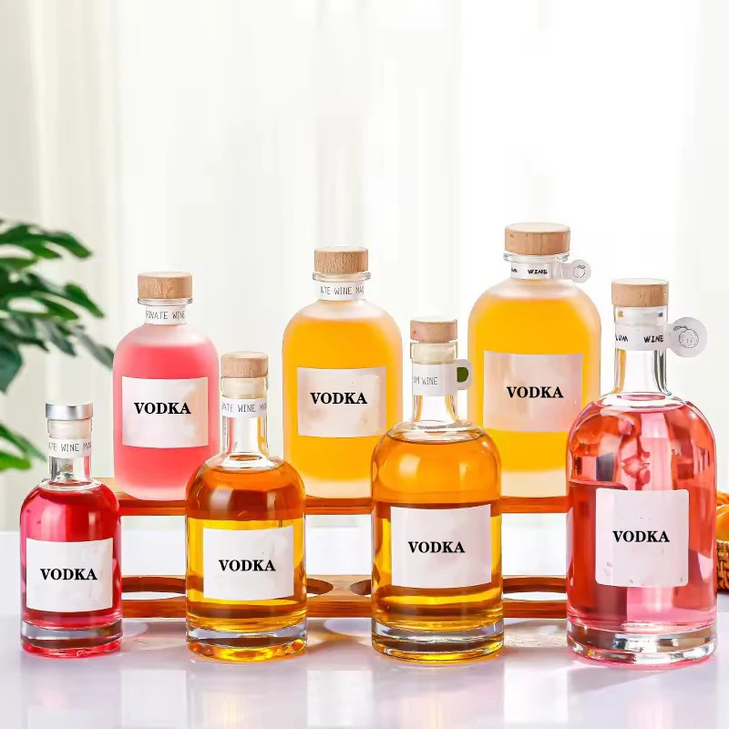 200ml 250ml 375ml 500ml 750 ml 1000ml Clear Empty Frosted Glass Fruit Wine Vodka Bottles For Liquor Spirit Vodka