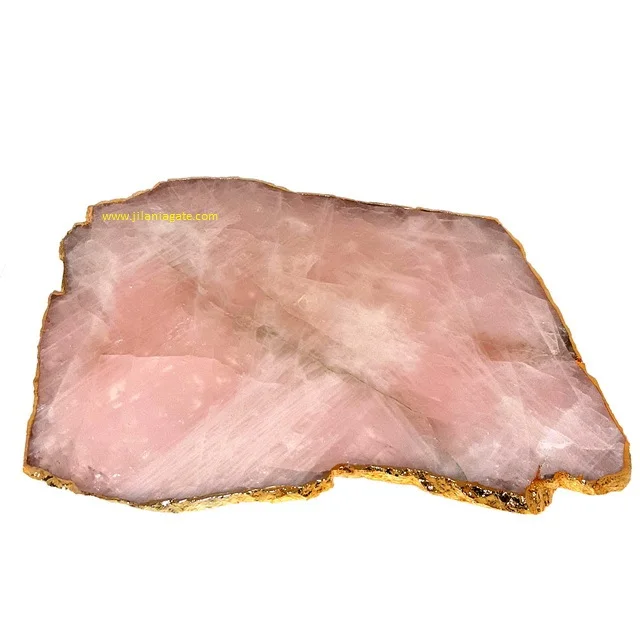 Rose Quartz Platter With Gold Trim Wholesale Pink Rose Quartz Tray Natural Rose Quartz Platter Cheese Platter  Buy Jilaniagate