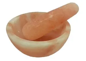 Hand carved from Pink Rock Salt Herb & Spice Grinding Bowl Shaped Mortar & Pestle for Kitchen Use
