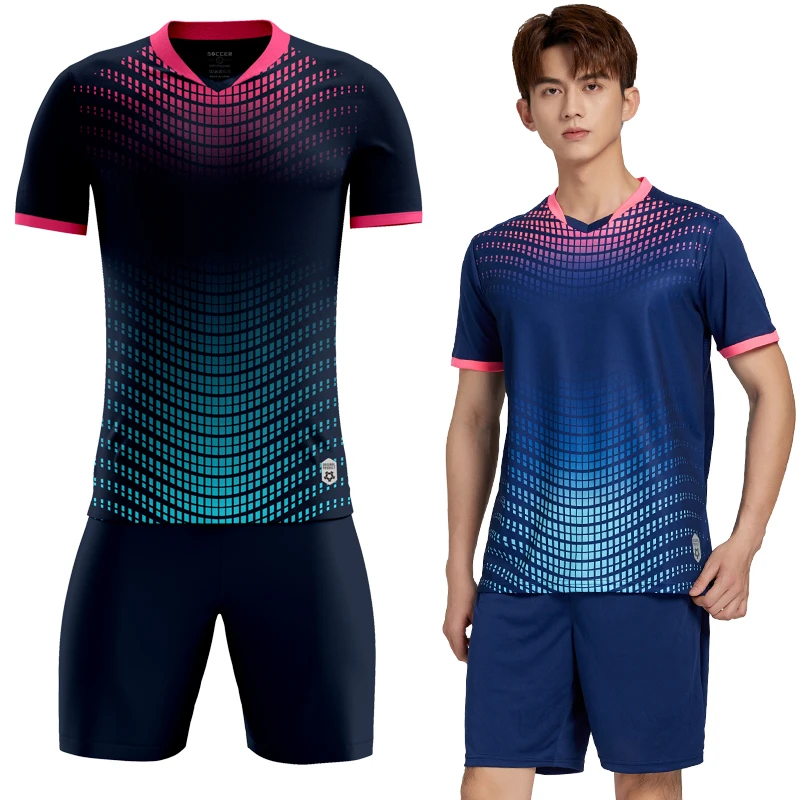 22/23 Custom Soccer Jersey Set for Men Kids Quick Drying Breathable Man Children 2 Piece Team Club Training Football Uniform Set