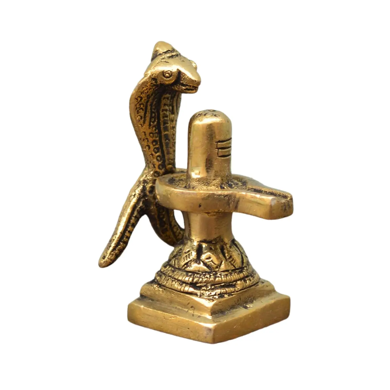 Brass Shiv Ling Shiva Lingam with Sheshnaag Statue Idol Murti for Home Temple and Pooja