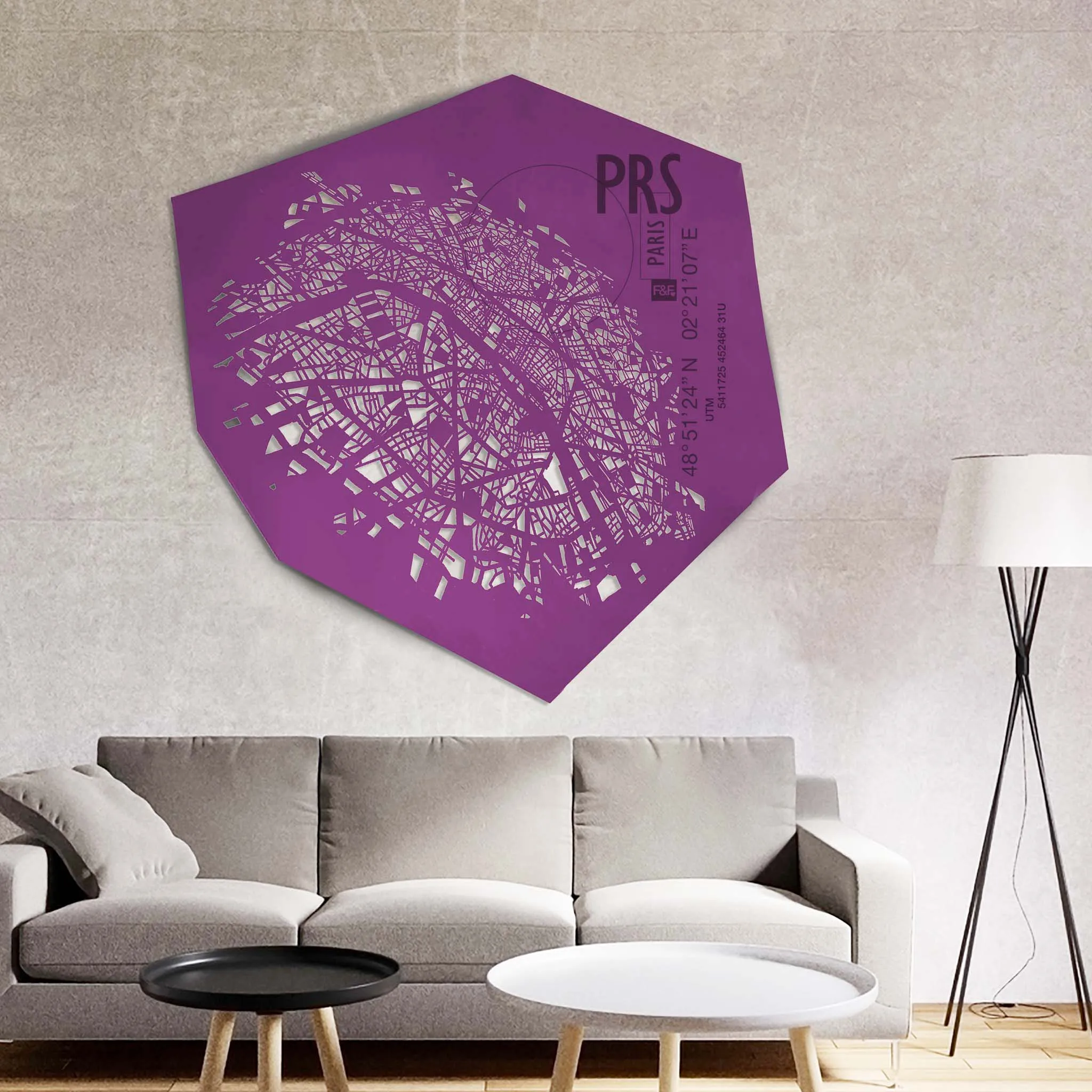 Top quality Italian art designed wall maps made in urban leather Paris for apartment, hotel
