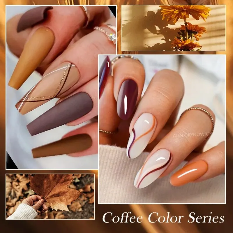Hema Free Coffee Color Gel Nail Polish Brown Earth Semi Permanent UV Gel Chocolate Autumn Winter Soak Off Nail Art Gel Varnish