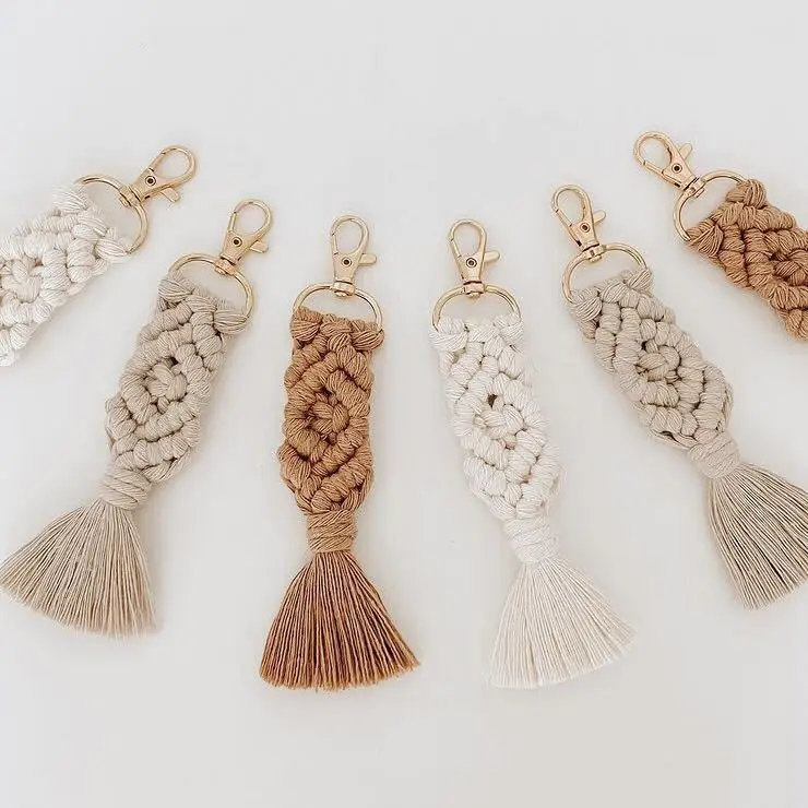 Boho Pure 100% Cotton Handmade Macrame Key Chain Export Quality Products by Isar International