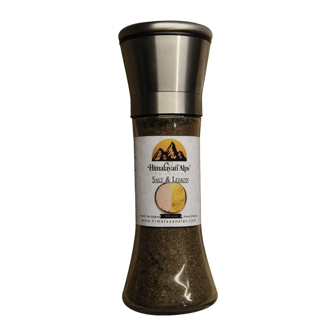 Himalayan Pink Salt / blend of Salt & Lemon in Curved Glass Grinder (200gm)