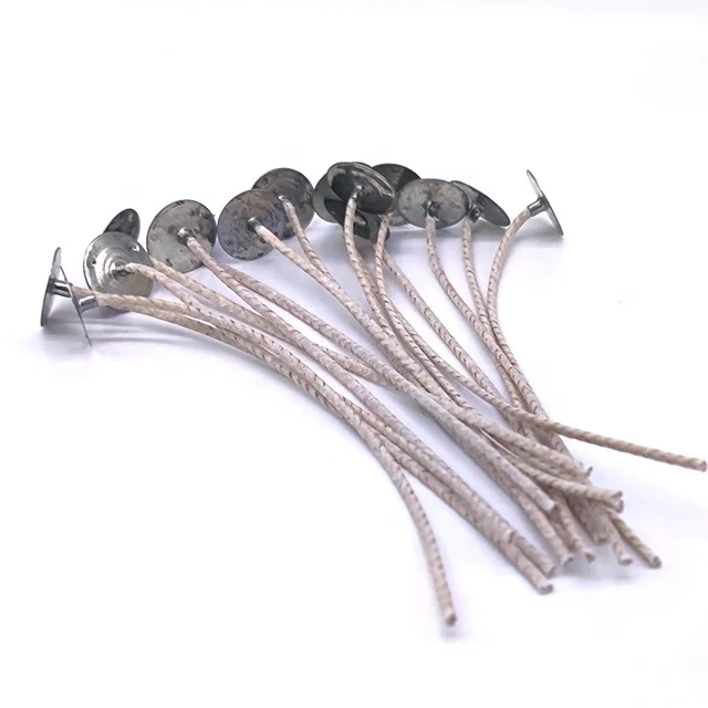 LW40Z Factory hot sale custom length 40 strands cotton and paper candle wicks with metal base  for candle making
