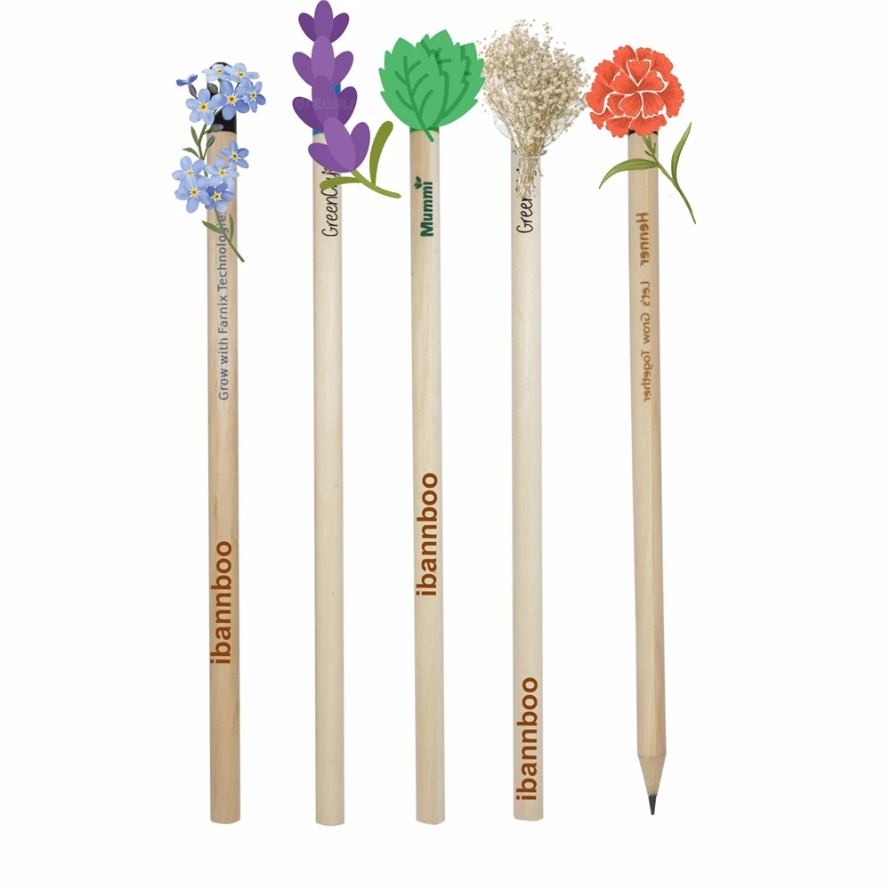 Eco-Friendly  Customized  Colour Pencils Carnation Made from Certified Wood Plantable Pencil Business Gifts with Seeds
