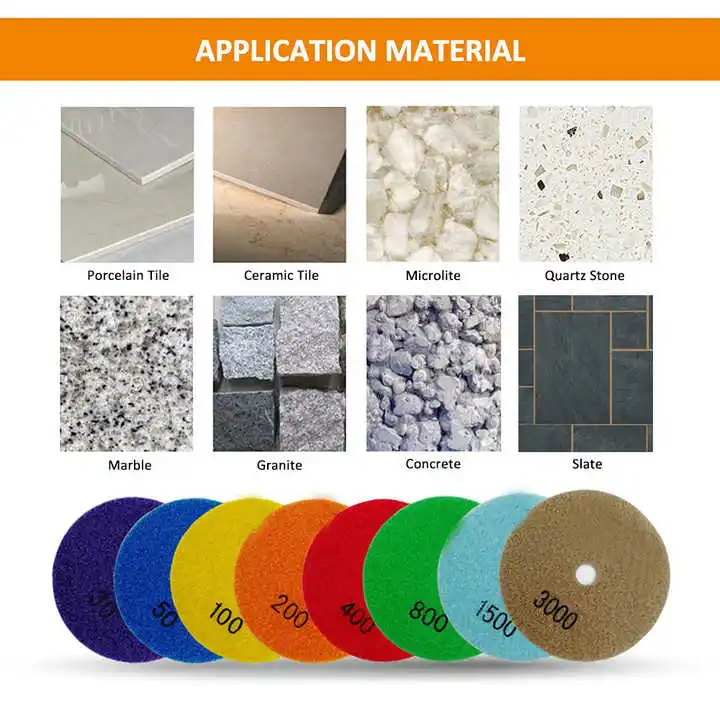 Набор алмазных полировальных колодок для гранита мрамора кварца 4 дюйма 7 шт.