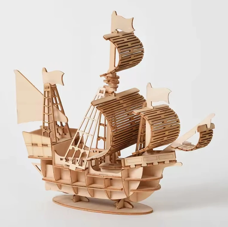 3D sailboat wooden puzzles DIY for children and adults display craft in bedroom bookroom