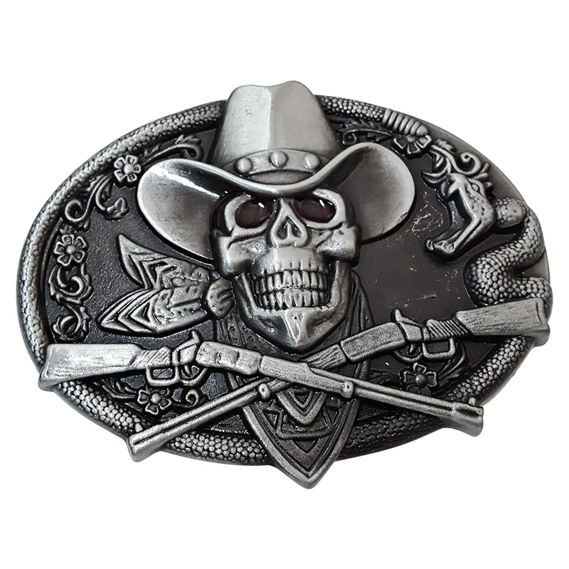 Handcrafted Custom 3D Engrave Red Sugar Silver Skull Belt Buckle For  Men