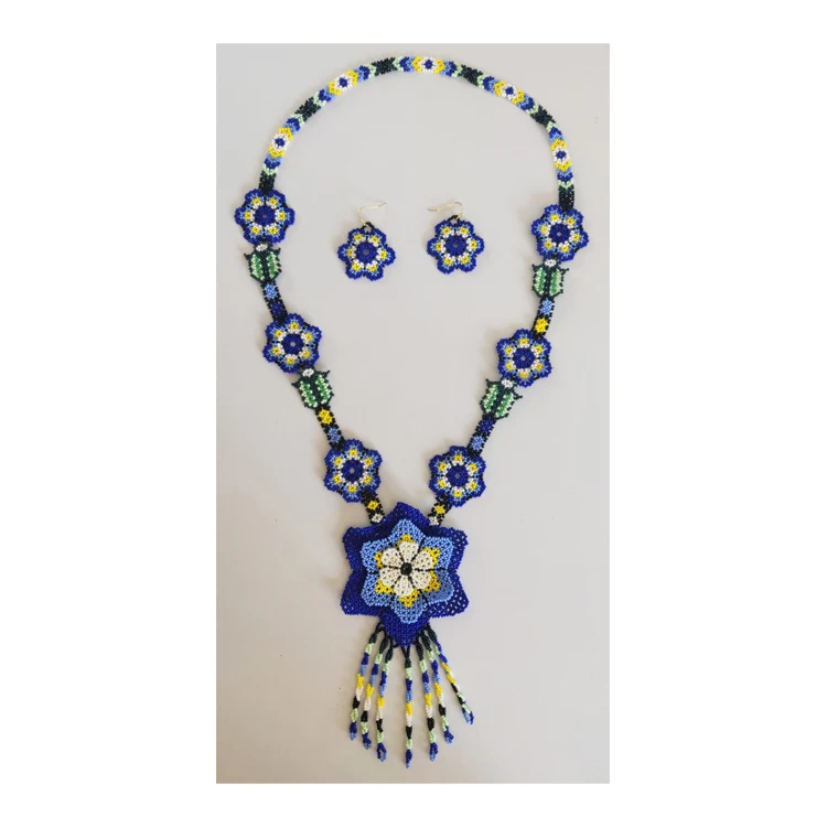 100% Assured Quality Bohemian Gypsy Tribal Style Beads Made Daffodil Flower Shape Necklace and Earrings Jewelry Set at Low Price