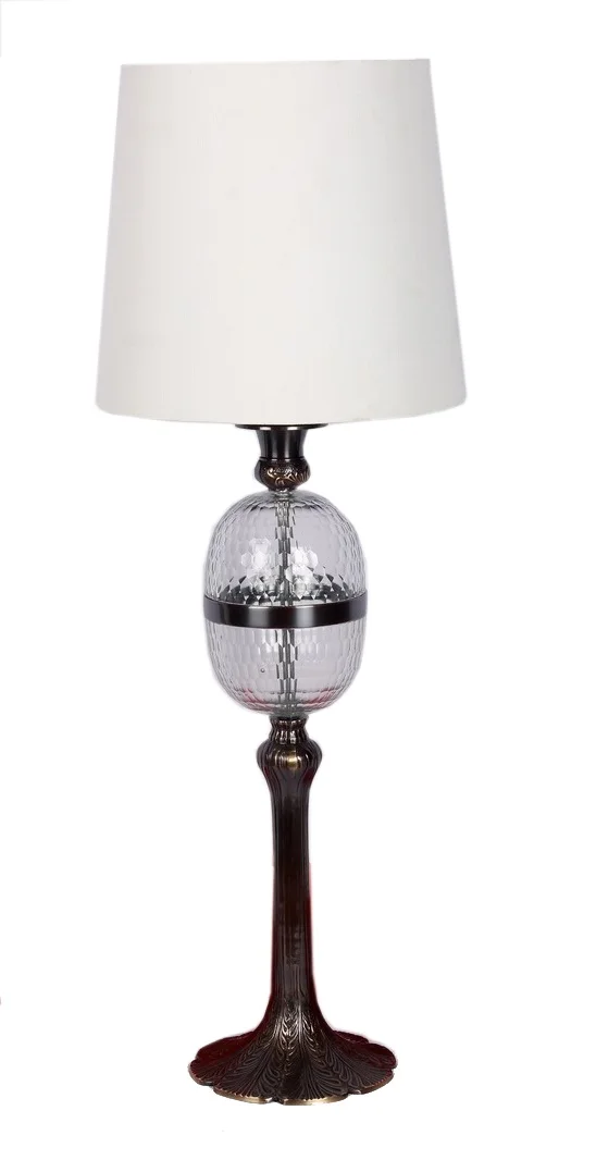 Modern Designer Table Lamp with Crystal Glass Brass PC Body round Wood Shade LED Light Source 110V for House Decoration Room Use