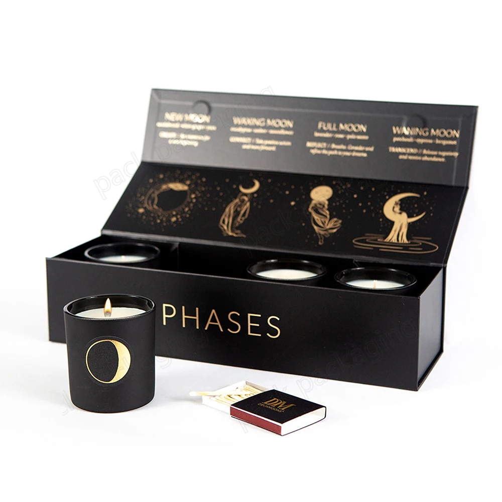 Biodegradable Eco Friendly Luxury Round Box Gold Foil Paper For Candle Jar Glasses Crystal Packaging Tube