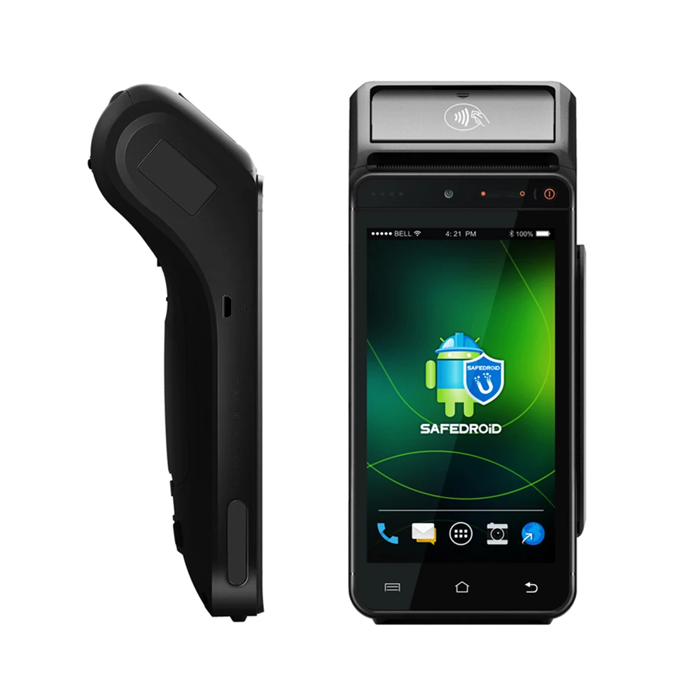 Handheld Rugged Android POS machine with QR Code Scanner 4G android POS System with printer