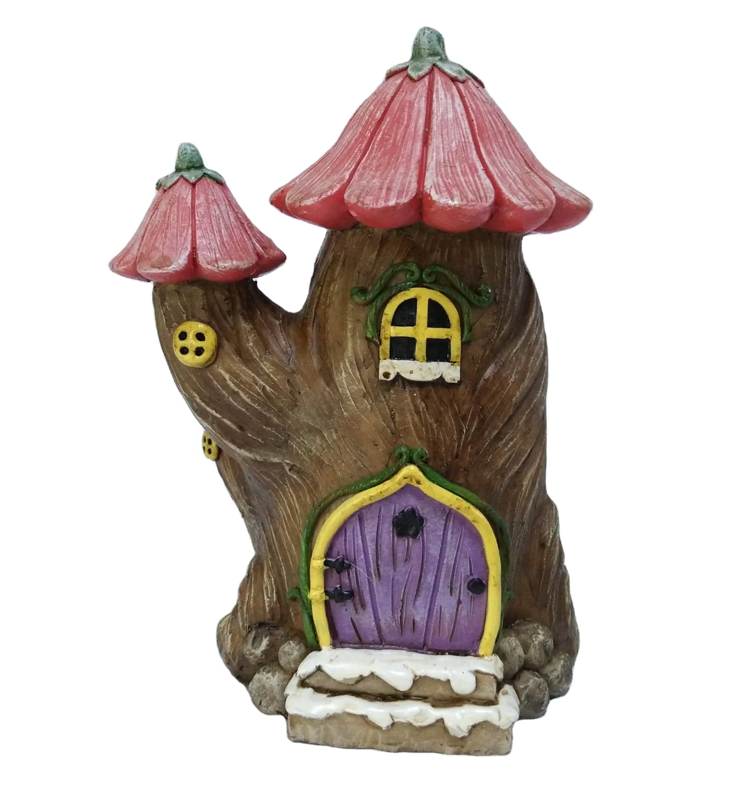 Customized rainbow Welcome fairy statue outdoor garden decoration solar resin crafts for child gift