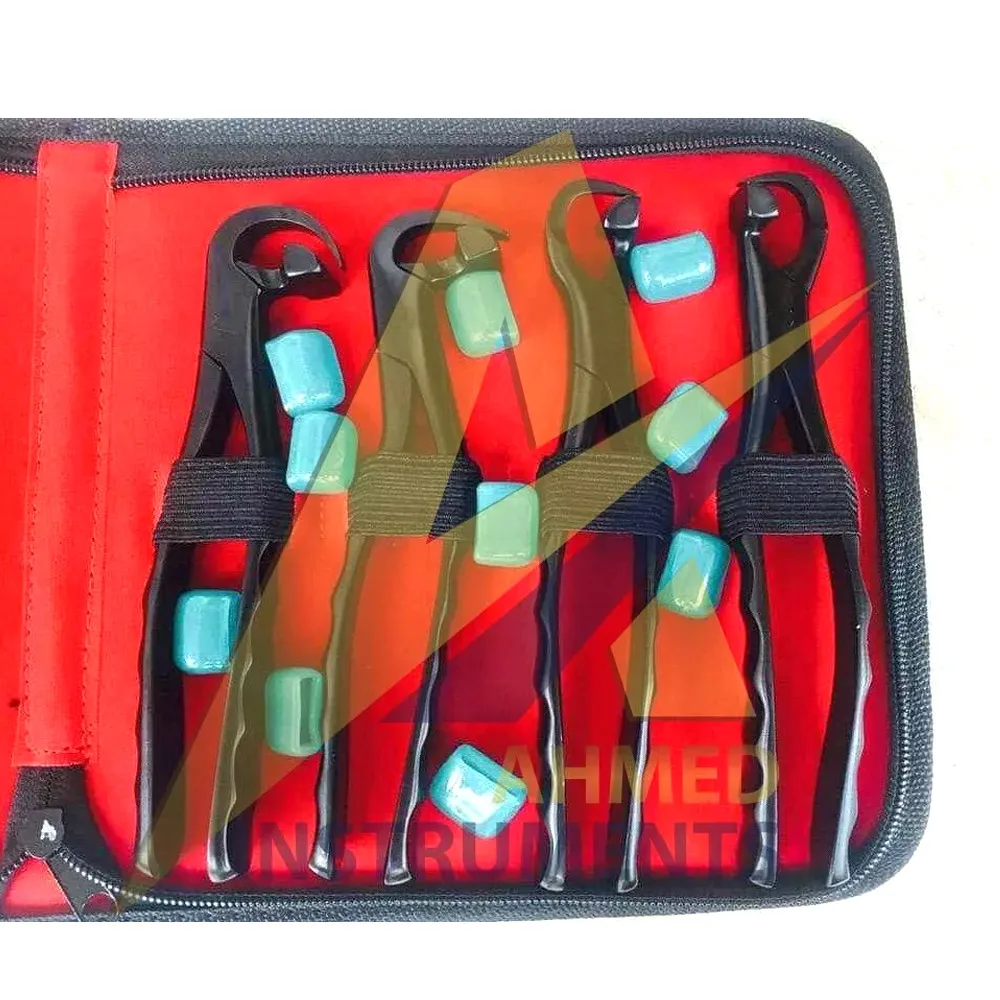 Новое поступление высококачественные зубные щипцы для удаления зубов набор стандартных серий 4 шт. черное покрытие с коварным хирургическим инструментом