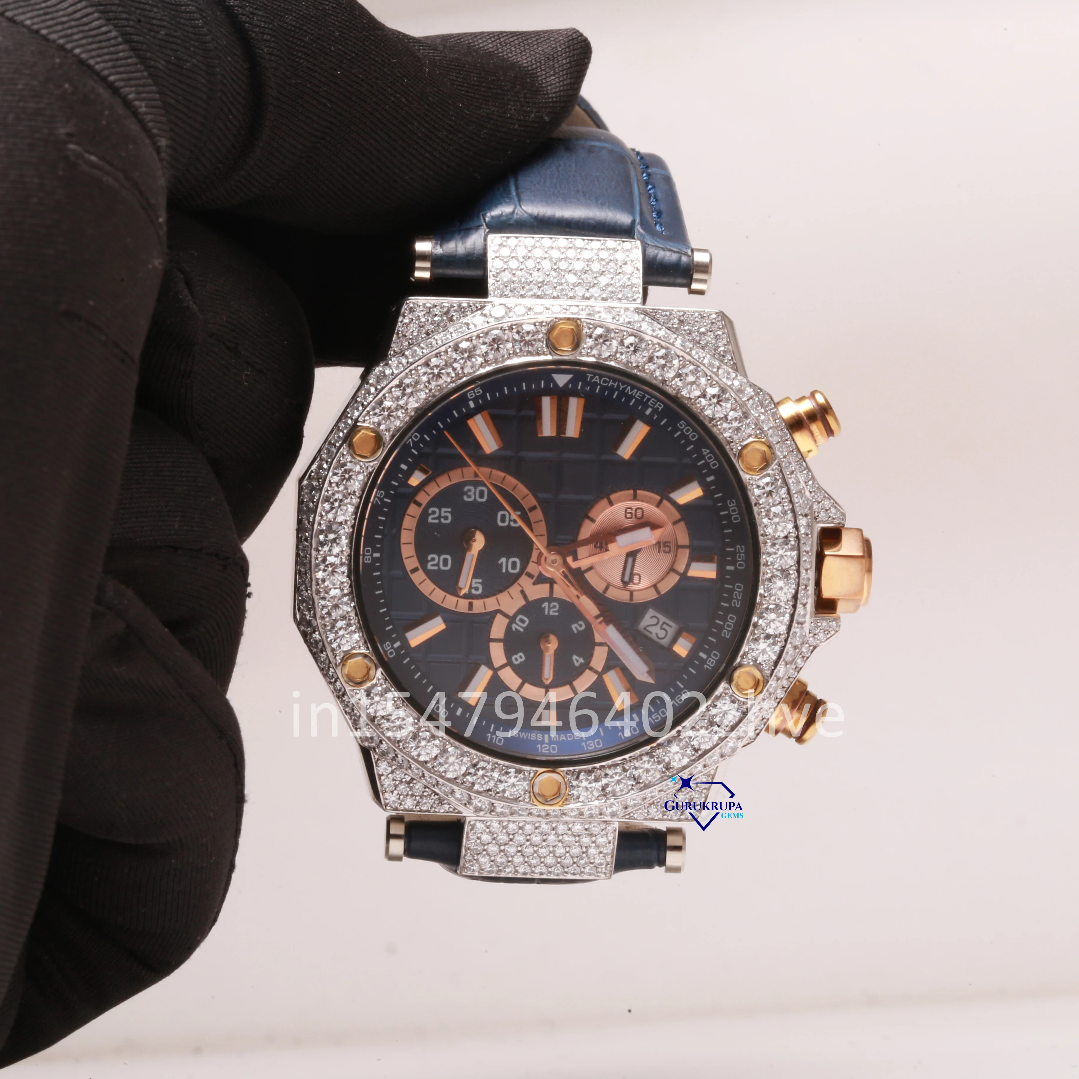 Highly attractive new designer moissanite watch specially crafted for men adding a touch of class to their overall style