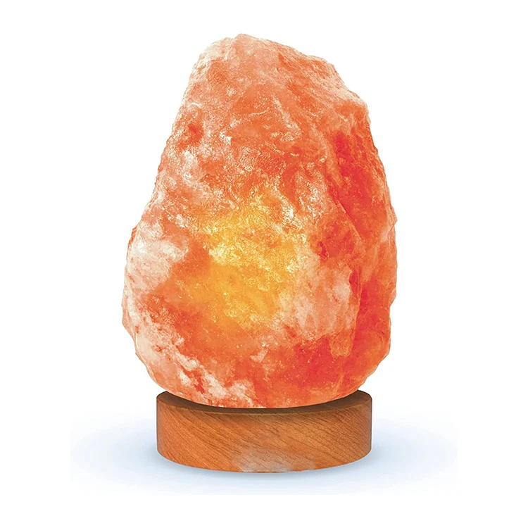 Wholesale decorative night Himalaya rock salt crystal lamp with wood base electric wire and bulb Natural salt 2-3 kg lamp