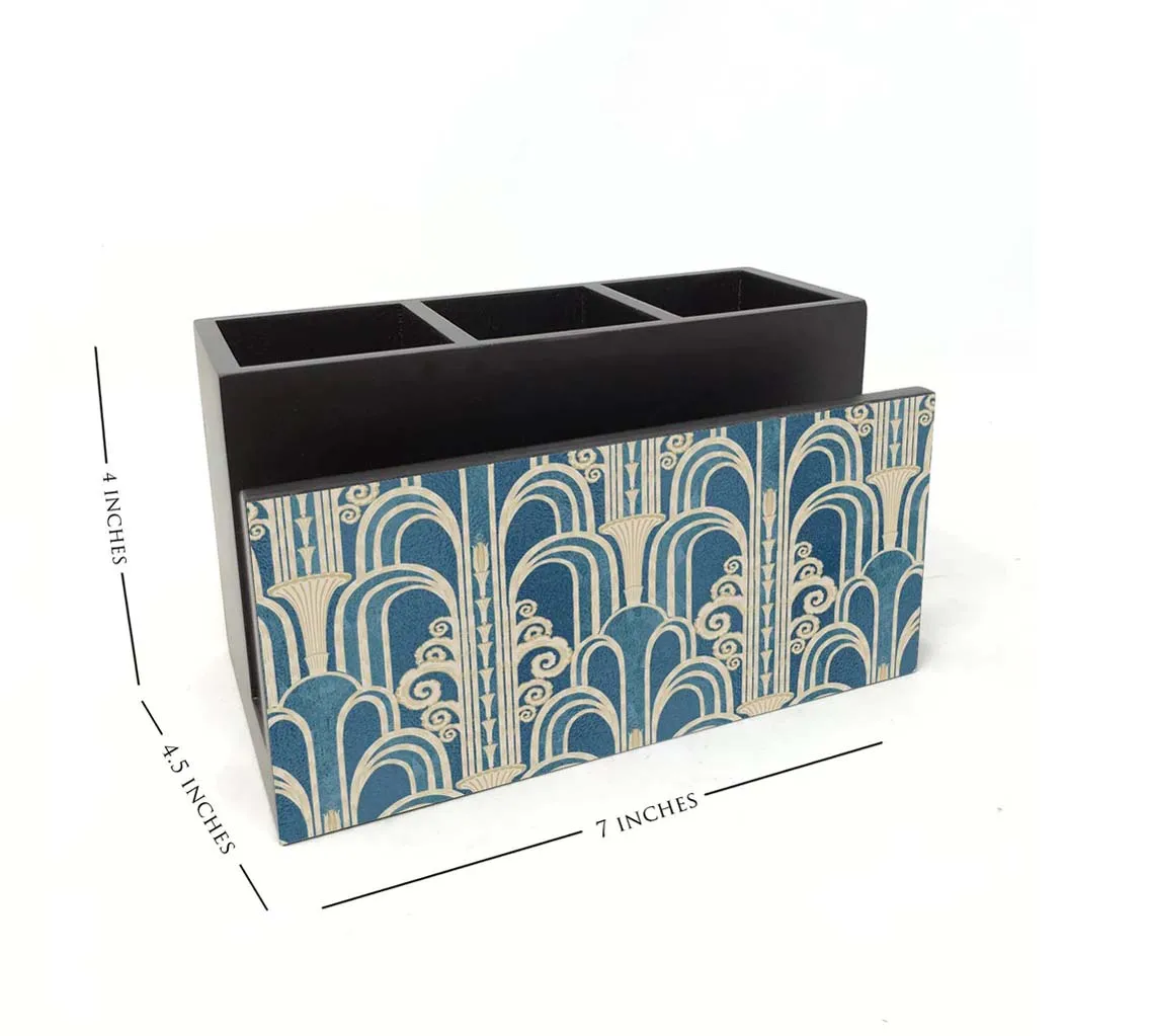 Custom Printed March Expo Wood Cutlery Stand Tissue Paper Holder for Kitchen Dining Table for Christmas Organizer Agate Design