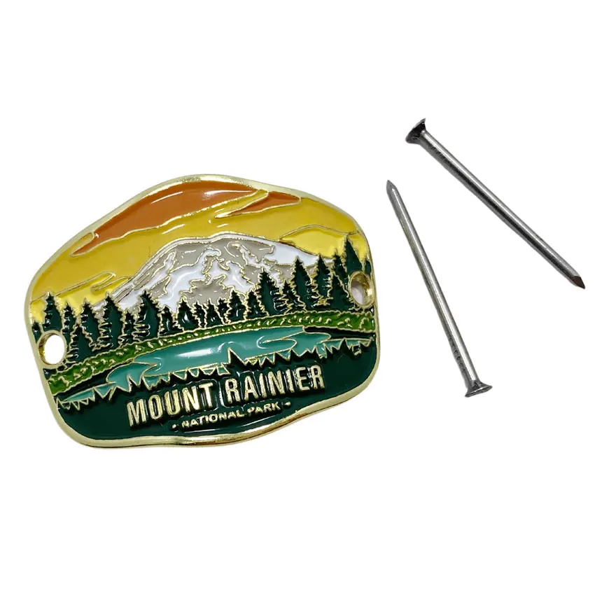 Custom Vintage Walking Cane Hiking Stick Metal Badge Medallion