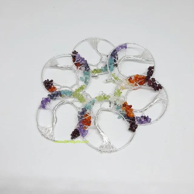 Unisex Seven Chakra Tree of Life Pendant Necklace Handmade Crystal Gemstones Fashion Pendants & Charms Gift