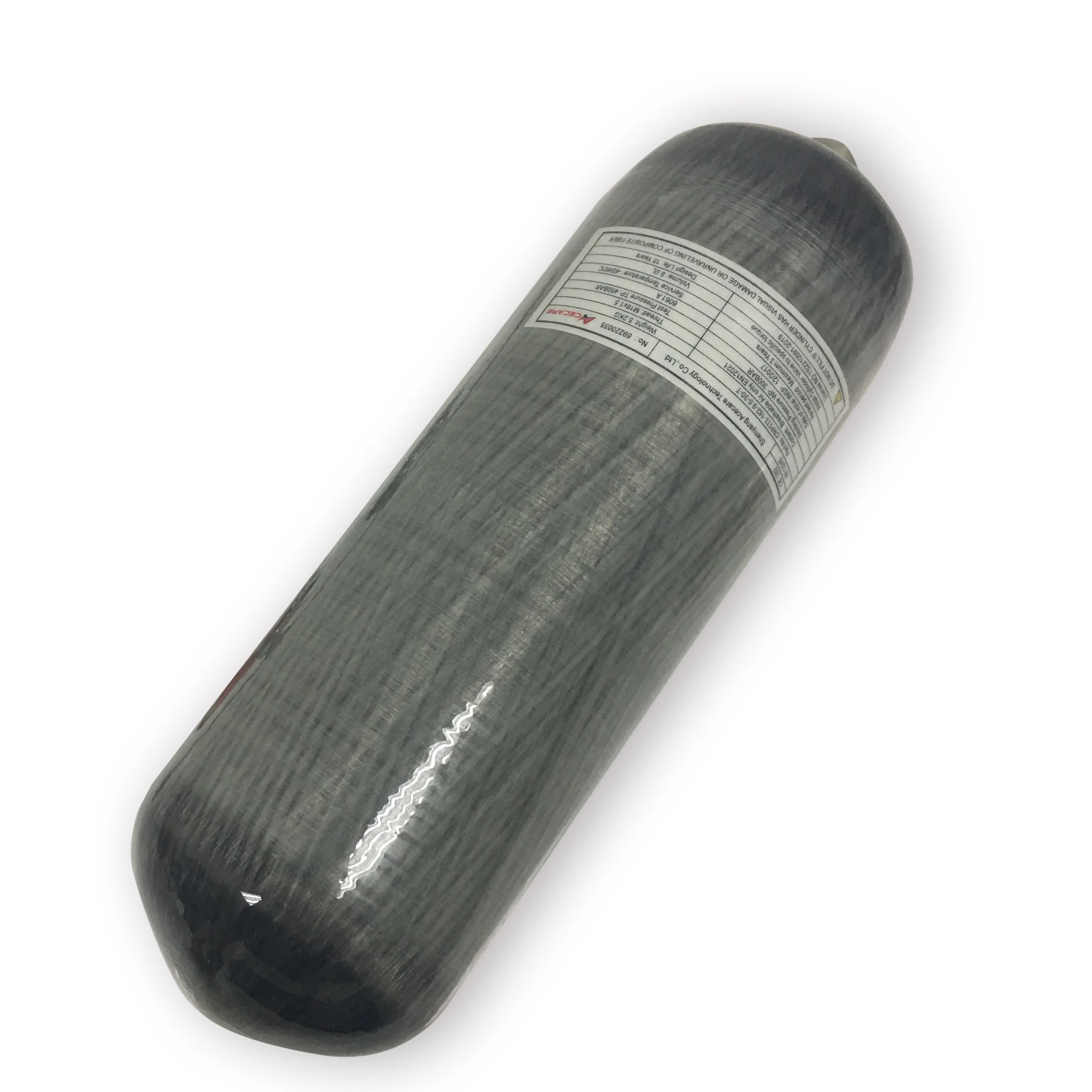 9L CE Carbon Fiber Cylinder 4500psi Working Pressure Paintball Tank High Gray Oxygen Cylinder for Diving Sport Low Oxygen 1pcs