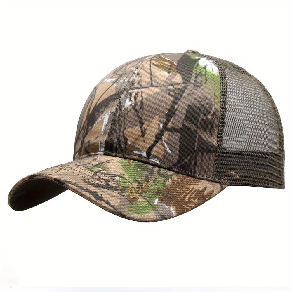 customised Graphic Sombrero de  para hombres y mujeres, de malla de verano, negro, hoja de  camuflaje