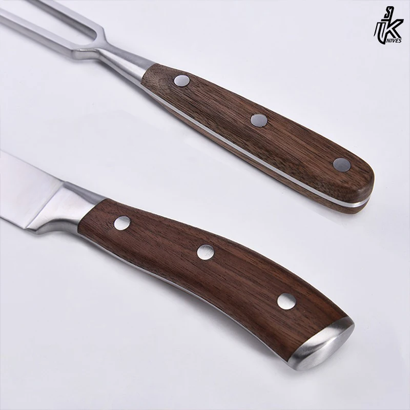 Немецкий высококачественный черный орех деревянная ручка 2 шт. профессиональный шеф-повар нож для резьбы по мясу вилка Наборы инструментов барбекю