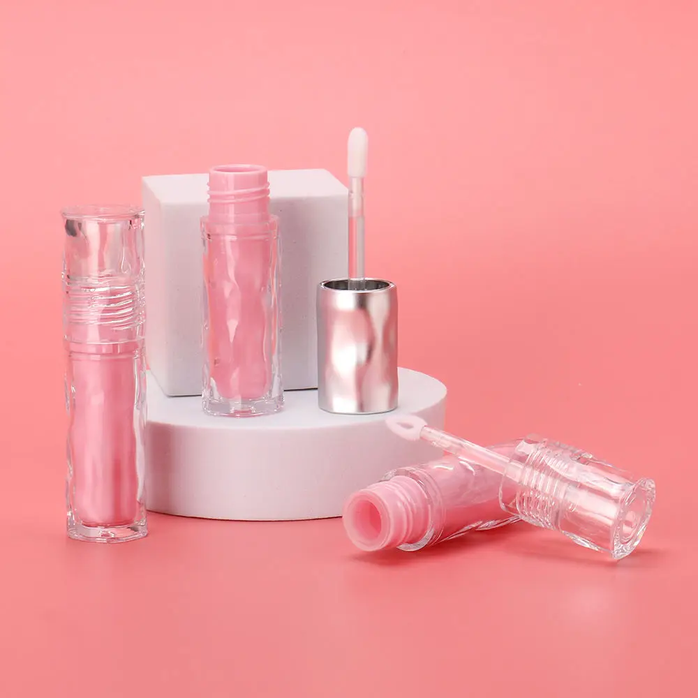 Unique Double Wall Lip Oil Containers Bottle Water Wave Shape Lip Gloss Empty Tube With Customized Applicator