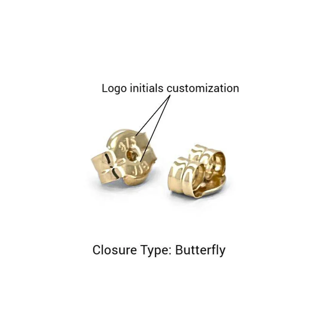 14K Classic Real Gold Dome Butterfly Earrings for Women  Ecofriendly Everyday Wear Special Occasions  Spanish Craftsmanship