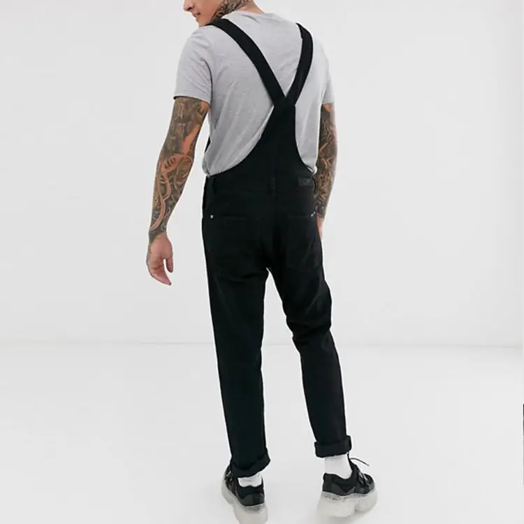 High Quality Casual Mens Pants Slim Fit Blue Men Denim High Waist Full Length Trousers Jeans Jumpsuit Overall For Men