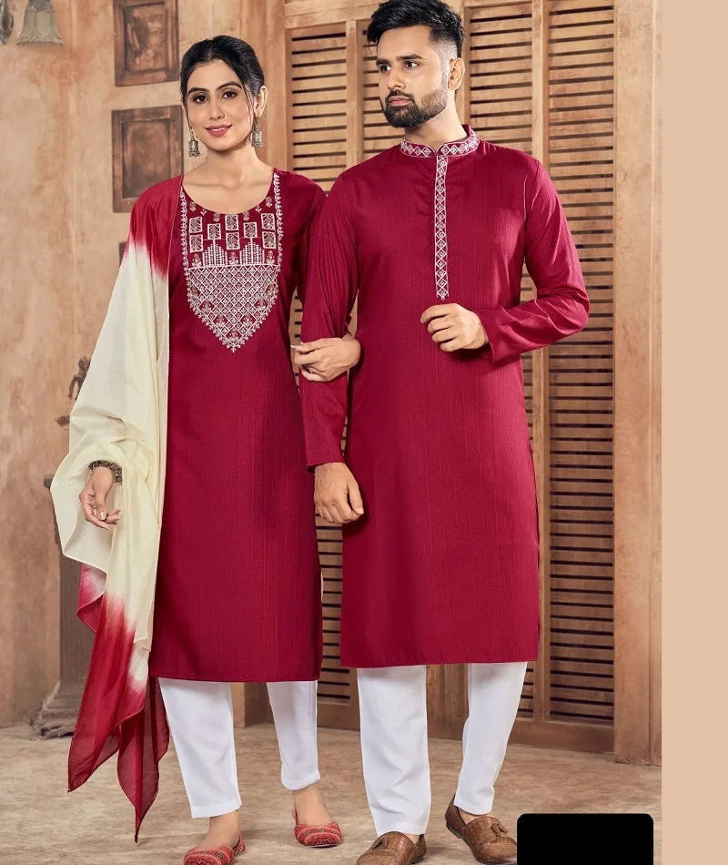 Indian Ethnic Wear Pure viscose weaving Stripe with Embroidery Kurtis with Pure Cotton Stitched Pant with pocket Pant for Women