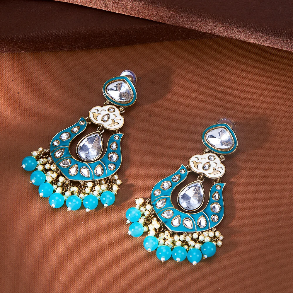 Indo Western Mehndi Plated Meenakari Style Beads Earring With Classic Look Wholesalers in India