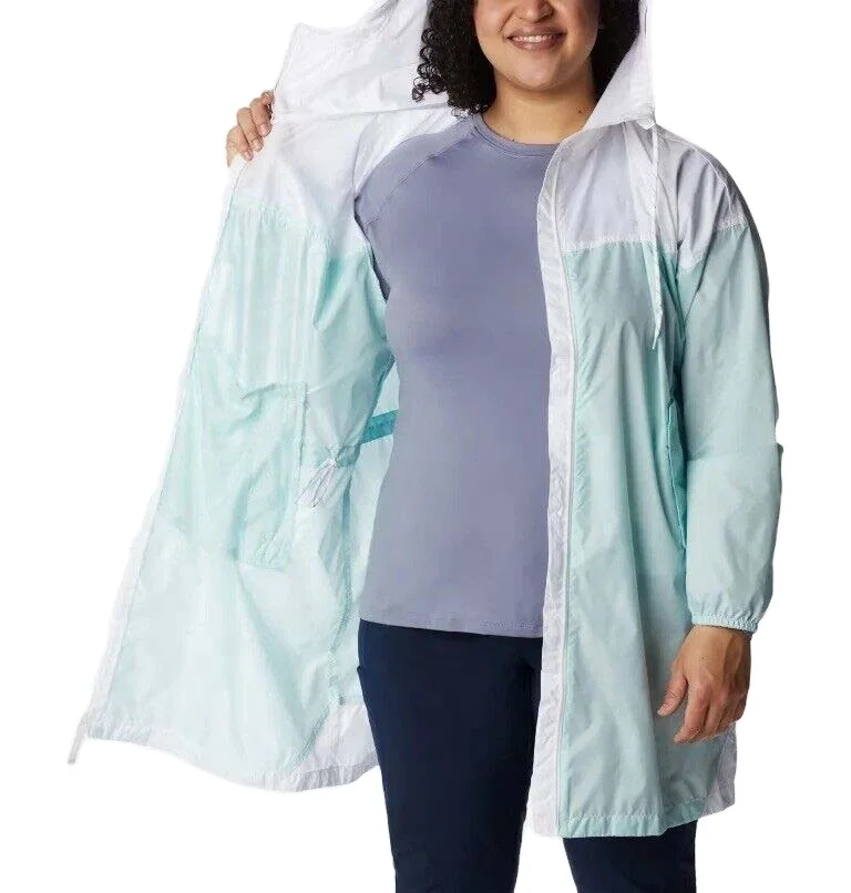 Men Women Water Resistance Front High Quality Zipper Active Hooded Long Body Windbreaker Jacket