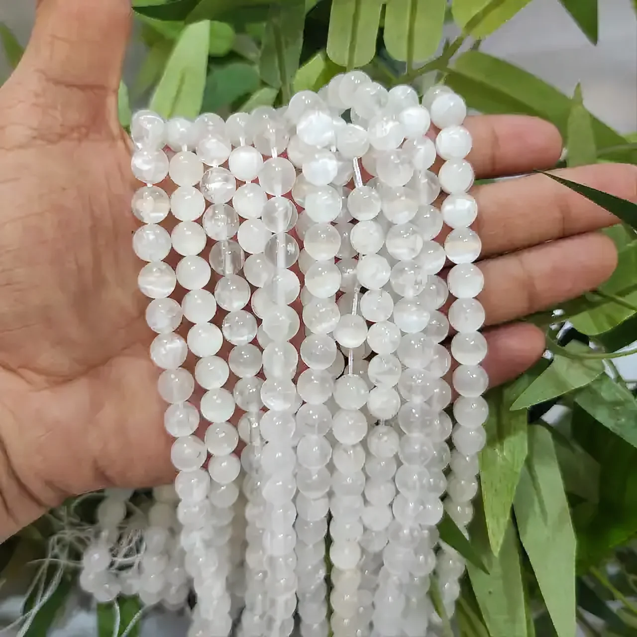 Wholesale Factory Price Loose 8mm White Selenite Gemstone Beads Strand Genuine Natural Selenite Crystal Beads For Jewelry Making