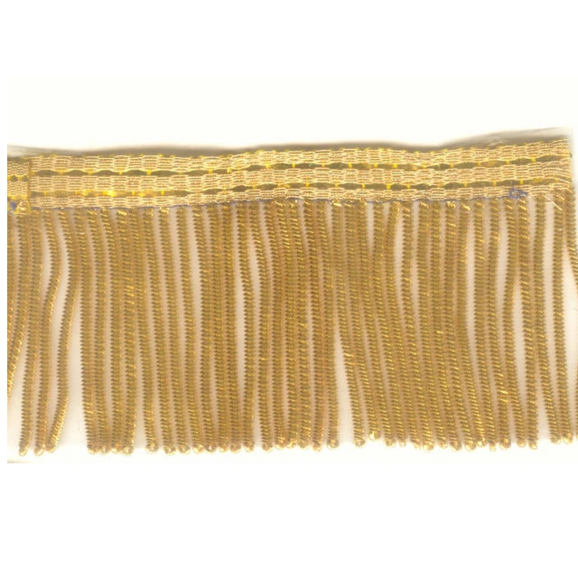 OEM Wholesale French Gold Fringe Top Quality Custom Gold Wire Tassel Fringe High Quality Metallic Bullion Fringe Textile Trim