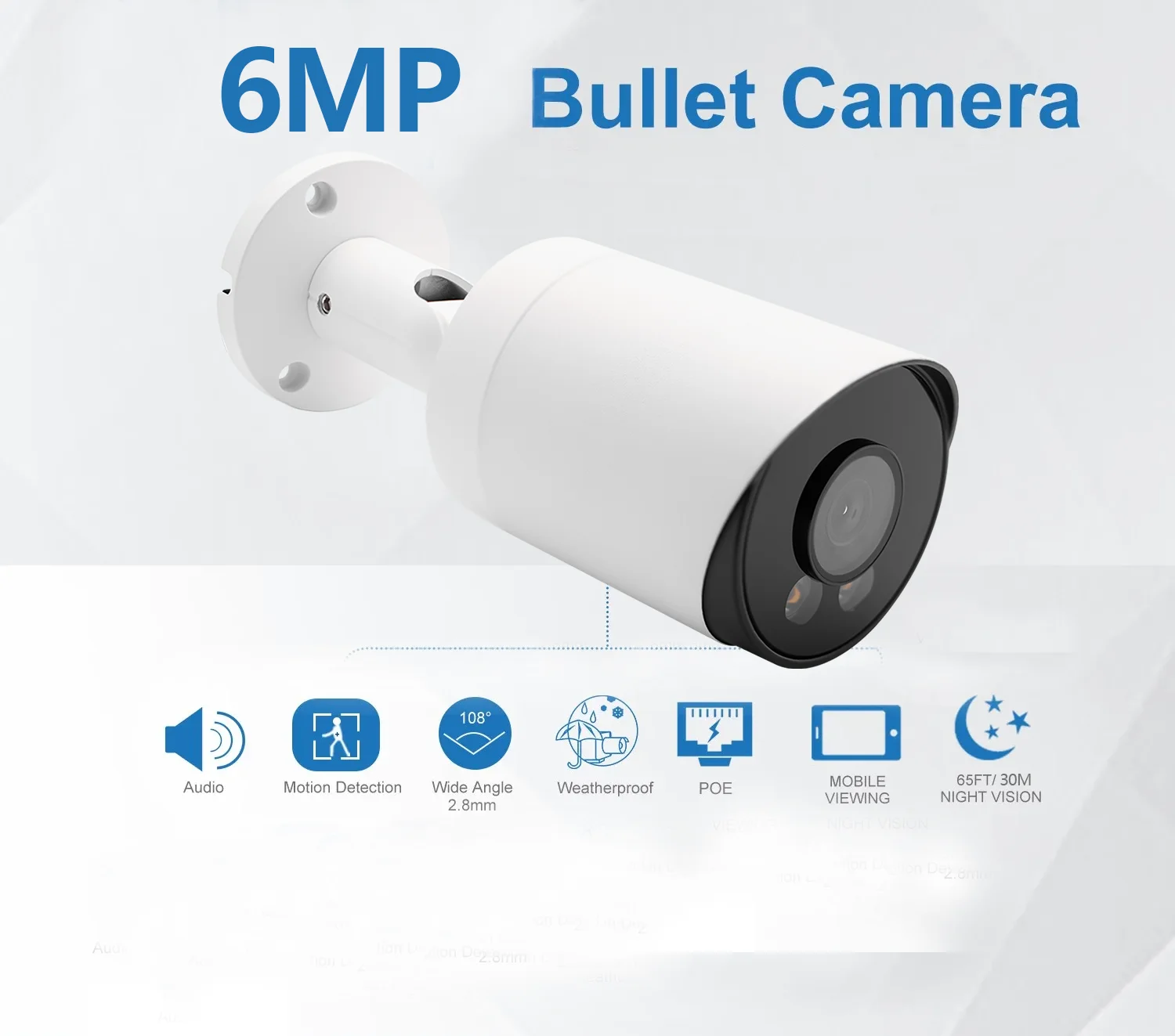 Cheap  OEM ODM 6MP Ultra HD PoE H265 Smart Ultra Wide Angle Network Cctv IP66 bullet Outdoor IP Camera with Internal Microphone